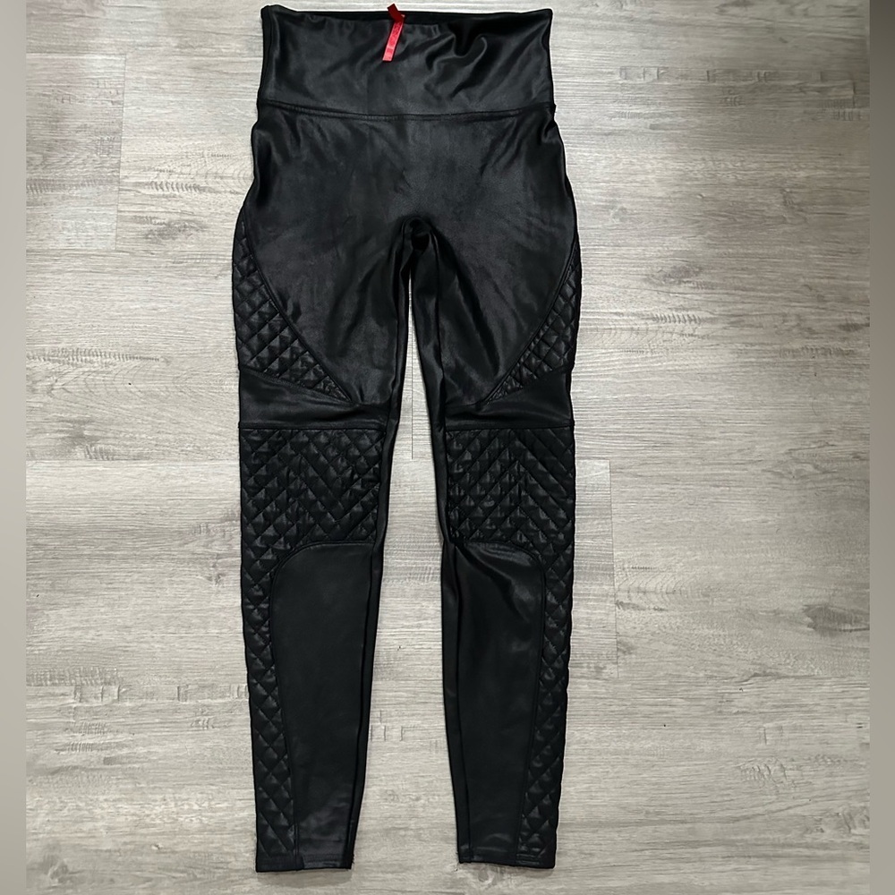Spanx faux Leather Look Moto Leggings Sz M